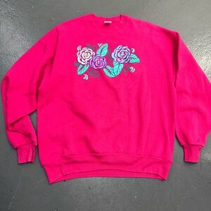 Jerzees Pink Sweatshirt with Floral Design